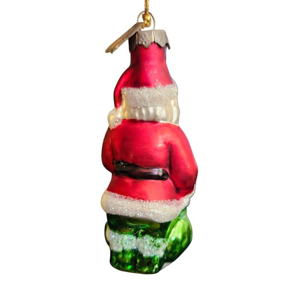 Christopher Radko Glass Santa Ornament 3" Hand Blown Painted Poland Hat Glitter - Picture 4 of 6